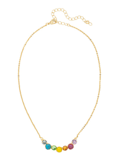 Xena Tennis Necklace - NFF1BGPRI - <p>The Xena Tennis Necklace features a row of small round cut crystals and semi-precious stones on an adjustable chain, secured by a lobster claw clasp. From Sorrelli's Prism collection in our Bright Gold-tone finish.</p>