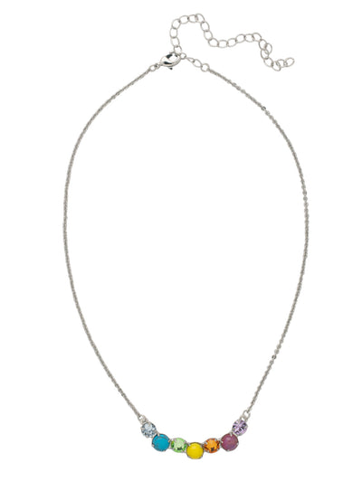 Xena Tennis Necklace - NFF1PDPRI - <p>The Xena Tennis Necklace features a row of small round cut crystals and semi-precious stones on an adjustable chain, secured by a lobster claw clasp. From Sorrelli's Prism collection in our Palladium finish.</p>