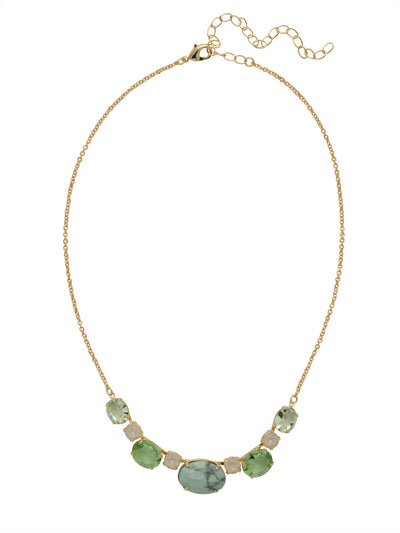 Sidra Tennis Necklace - NFF22BGSGR - <p>The Sidra Tennis Necklace features round and oval cut crystals and semi-precious stones on an adjustable chain, secured by a lobster claw clasp. From Sorrelli's Sage Green collection in our Bright Gold-tone finish.</p>