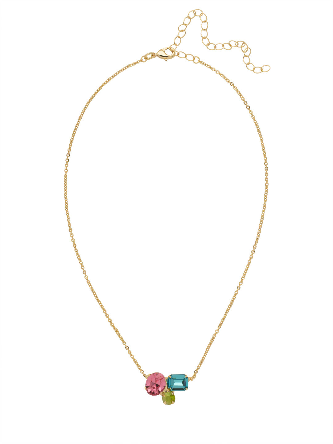 Claudia Pendant Necklace - NFF2BGHBR - <p>The Claudia Pendant Necklace features a cluster of round, oval, and octagon cut crystals on an adjustable chain, secured by a lobster claw clasp. From Sorrelli's Happy Birthday Redux collection in our Bright Gold-tone finish.</p>