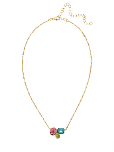 Claudia Pendant Necklace - NFF2BGHBR - <p>The Claudia Pendant Necklace features a cluster of round, oval, and octagon cut crystals on an adjustable chain, secured by a lobster claw clasp. From Sorrelli's Happy Birthday Redux collection in our Bright Gold-tone finish.</p>