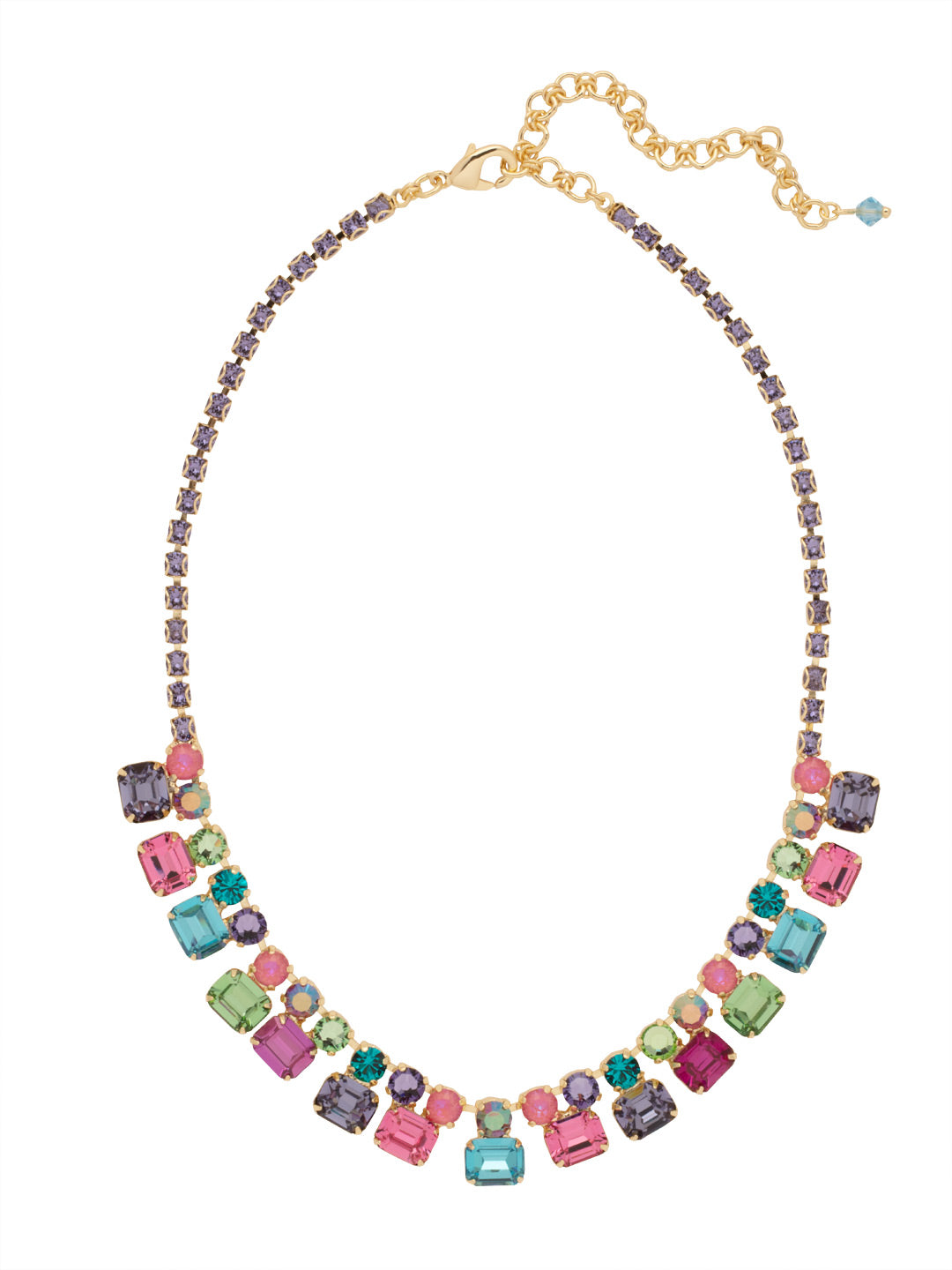 Bessie Tennis Necklace - NFF42BGHBR - <p>The Bessie Tennis Necklace features a sparkling assortment of round and octagon cut crystals on an adjustable crystal embellished chain, secured by a lobster claw clasp. From Sorrelli's Happy Birthday Redux collection in our Bright Gold-tone finish.</p>