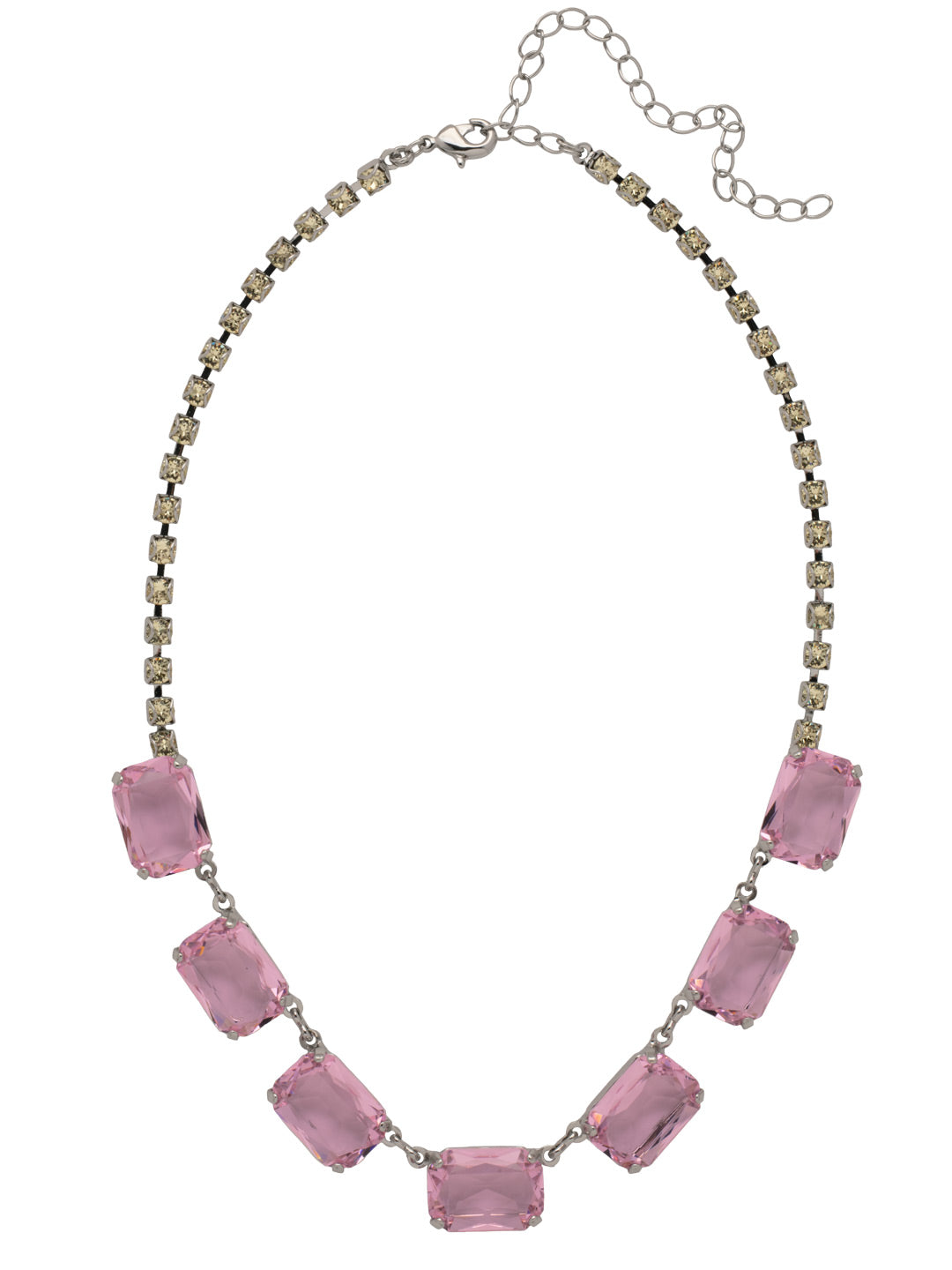 Kathleen Repeating Tennis Necklace - NFF81PDPPN - <p>The Kathleen Repeating Tennis Necklace features a row of seven emerald cut candy gem crystals on an adjustable crystal studded chain, secured by a lobster claw clasp. From Sorrelli's Pink Pineapple collection in our Palladium finish.</p>