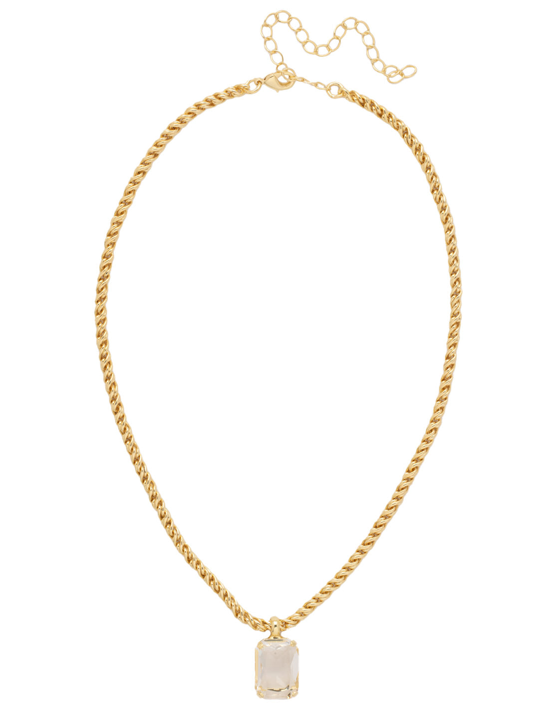 Kathleen Pendant Necklace - NFF8BGCRY - <p>The Kathleen Pendant Necklace features a trendy emerald cut candy gem on an adjustable rope chain, secured by a lobster claw clasp. From Sorrelli's Crystal collection in our Bright Gold-tone finish.</p>