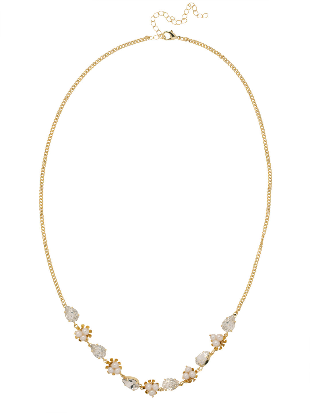 Nesta Pear Long Necklace - NFG50BGMDP - <p>The Nesta Pear Long Necklace features alternating pear cut crystals and nested freshwater petal pearls on a long adjustable chain, secured with a lobster claw clasp. From Sorrelli's Modern Pearl collection in our Bright Gold-tone finish.</p>