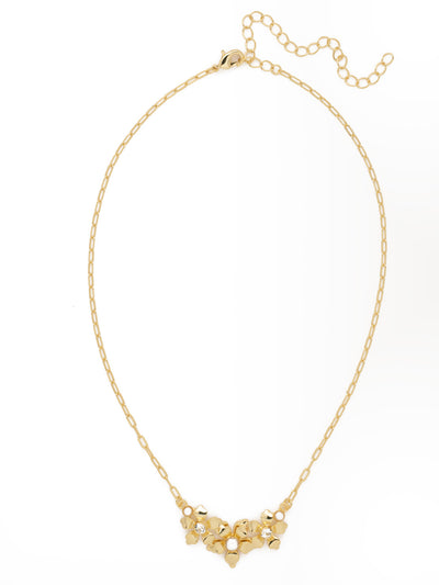 Full Bloom Plated Tennis Necklace - NFG9BGMDP - <p>The Full Bloom Plated Tennis Necklace features engraved flowers on a metal plate with single round cut crystals in the centers, on an adjustable chain and secured with a lobster claw clasp. From Sorrelli's Modern Pearl collection in our Bright Gold-tone finish.</p>