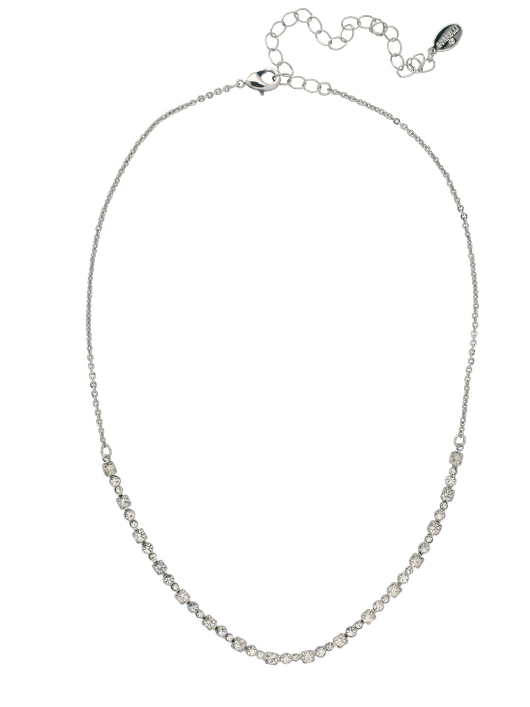 Narcissa Tennis Necklace - NFH10PDCRY - <p>The Narcissa Tennis Necklace features a very delicate row of various round cut crystals on a small adjustable chain, secured by a lobster claw clasp. From Sorrelli's Crystal collection in our Palladium finish.</p>