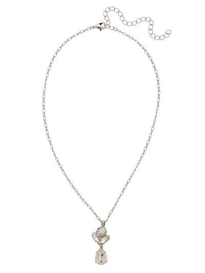Romy Pendant Necklace - NFH13PDCRY - <p>The Romy Pendant Necklace features a pendant with a pear cut crystal dangling at the end of a single round cut crystal and a navette cut crystal on either side. From Sorrelli's Crystal collection in our Palladium finish.</p>