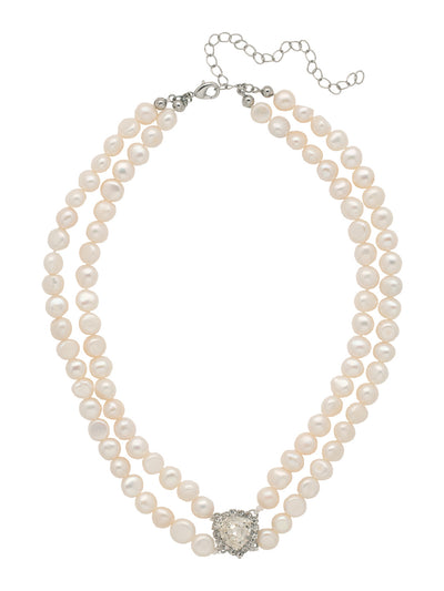 Linnea Pearl Tennis Necklace - NFH14PDMDP - <p>The Linnea Pearl Tennis Necklace features a double strand of classic freshwater pearls, joined at the center by a halo trillion cut crystal. From Sorrelli's Modern Pearl collection in our Palladium finish.</p>