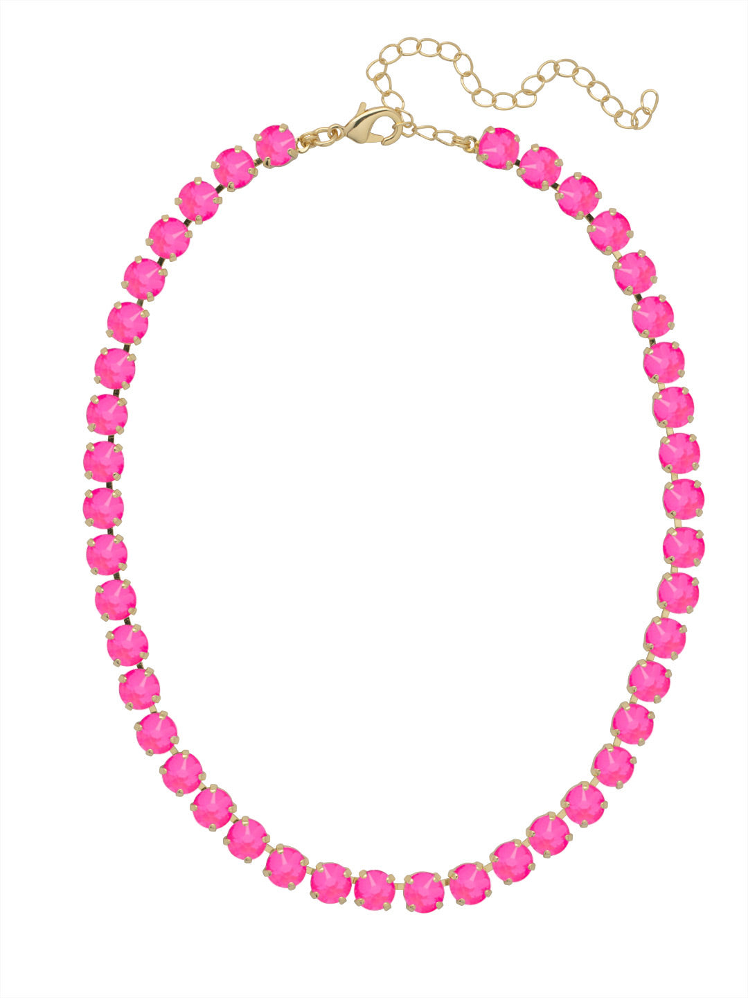 Matilda Tennis Necklace - NFJ4BGETP - <p>The Matilda Tennis Necklace features a repeating line of round cut crystals on an adjustable chain, secured with a lobster claw clasp. (16-20 inches) From Sorrelli's Electric Pink collection in our Bright Gold-tone finish.</p>