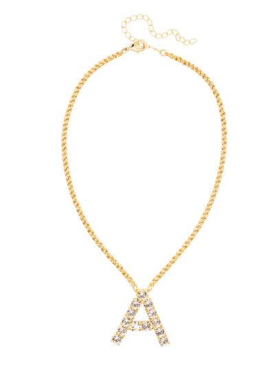 A Initial Rope Pendant Necklace - NFK20BGCRY - <p>The Initial Rope Pendant Necklace features a crystal encrusted metal monogram pendant on an adjustable rope chain, secured with a lobster claw clasp. From Sorrelli's Crystal collection in our Bright Gold-tone finish.</p>