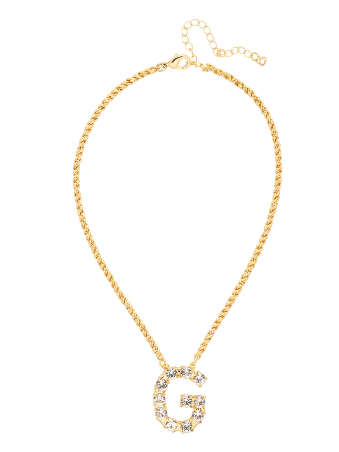 G Initial Rope Pendant Necklace - NFK26BGCRY - <p>The Initial Rope Pendant Necklace features a crystal encrusted metal monogram pendant on an adjustable rope chain, secured with a lobster claw clasp. From Sorrelli's Crystal collection in our Bright Gold-tone finish.</p>