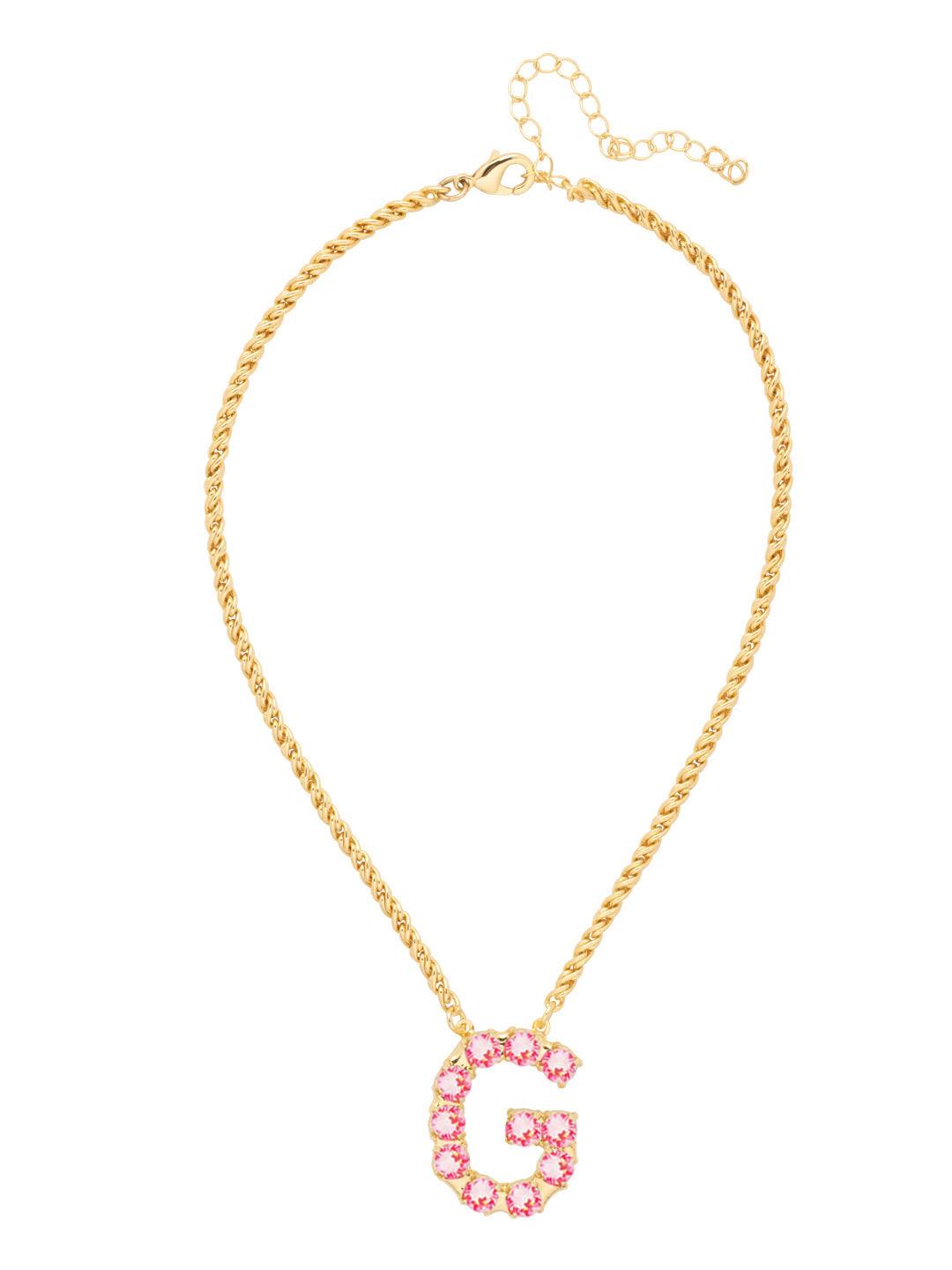 G Initial Rope Pendant Necklace - NFK26BGETP - <p>The Initial Rope Pendant Necklace features a crystal encrusted metal monogram pendant on an adjustable rope chain, secured with a lobster claw clasp. From Sorrelli's Electric Pink collection in our Bright Gold-tone finish.</p>