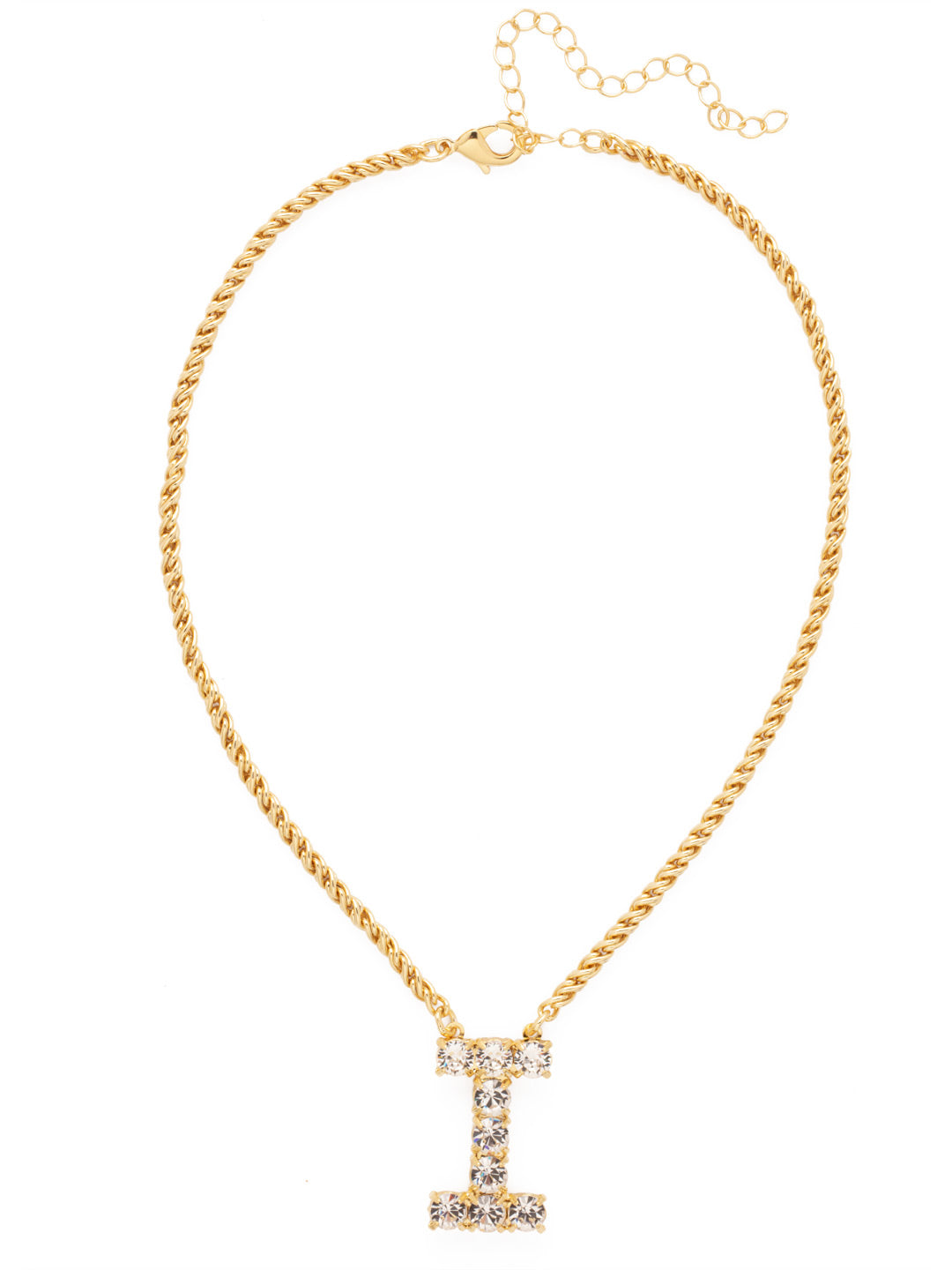 I Initial Rope Pendant Necklace - NFK28BGCRY - <p>The Initial Rope Pendant Necklace features a crystal encrusted metal monogram pendant on an adjustable rope chain, secured with a lobster claw clasp. From Sorrelli's Crystal collection in our Bright Gold-tone finish.</p>