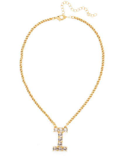 I Initial Rope Pendant Necklace - NFK28BGCRY - <p>The Initial Rope Pendant Necklace features a crystal encrusted metal monogram pendant on an adjustable rope chain, secured with a lobster claw clasp. From Sorrelli's Crystal collection in our Bright Gold-tone finish.</p>