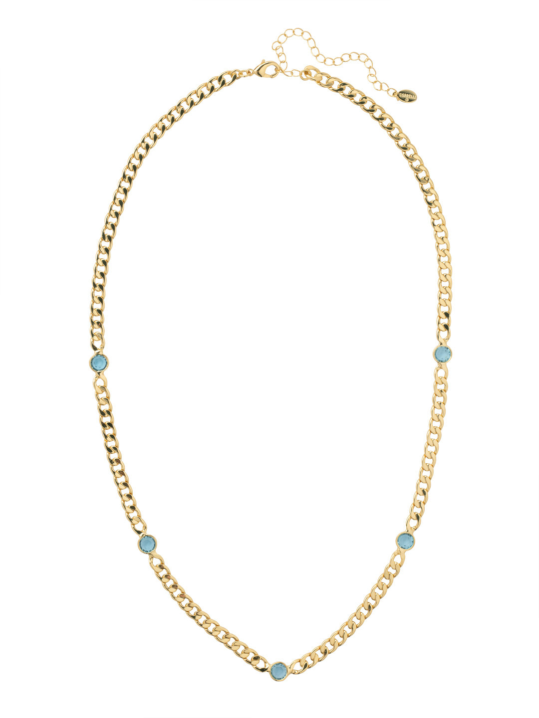 Dewdrop Long Necklace - NFK2BGAQU - <p>The Dewdrop Long Necklace features clear cut channels along an adjustable curb chain, secured with a lobster claw clasp. From Sorrelli's Aquamarine collection in our Bright Gold-tone finish.</p>