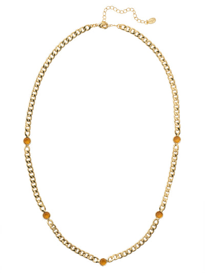 Dewdrop Long Necklace - NFK2BGTOP - <p>The Dewdrop Long Necklace features clear cut channels along an adjustable curb chain, secured with a lobster claw clasp. From Sorrelli's Topaz collection in our Bright Gold-tone finish.</p>