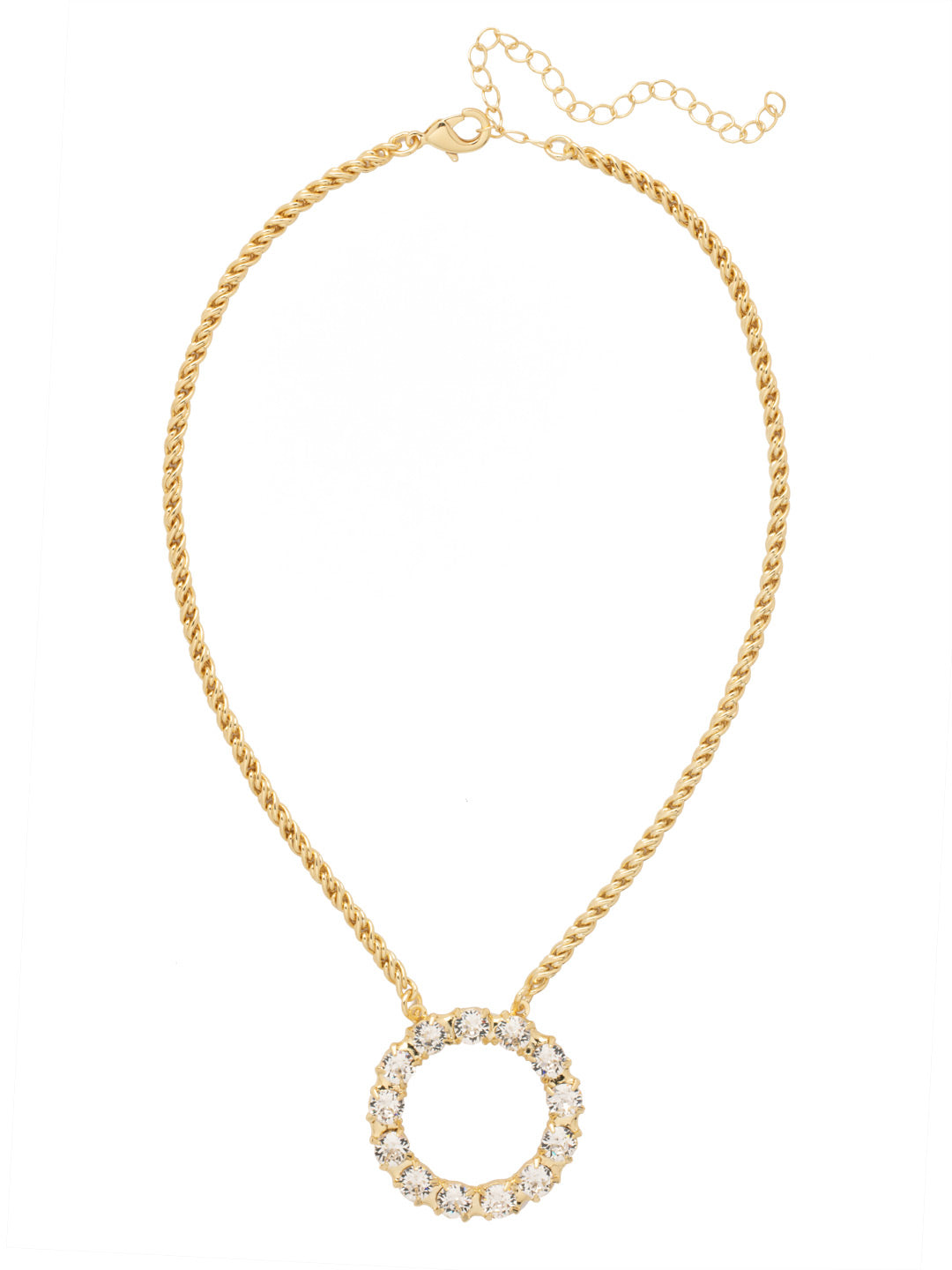 O Initial Rope Pendant Necklace - NFK34BGCRY - <p>The Initial Rope Pendant Necklace features a crystal encrusted metal monogram pendant on an adjustable rope chain, secured with a lobster claw clasp. From Sorrelli's Crystal collection in our Bright Gold-tone finish.</p>