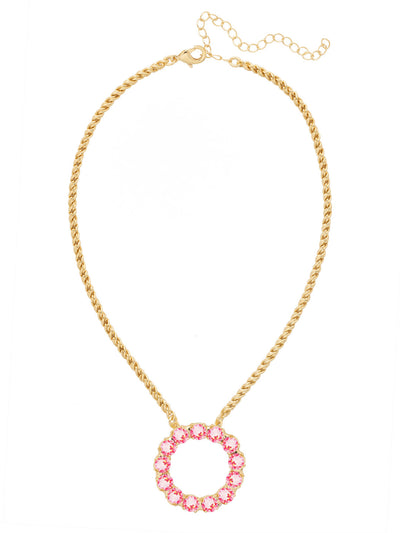 O Initial Rope Pendant Necklace - NFK34BGETP - <p>The Initial Rope Pendant Necklace features a crystal encrusted metal monogram pendant on an adjustable rope chain, secured with a lobster claw clasp. From Sorrelli's Electric Pink collection in our Bright Gold-tone finish.</p>