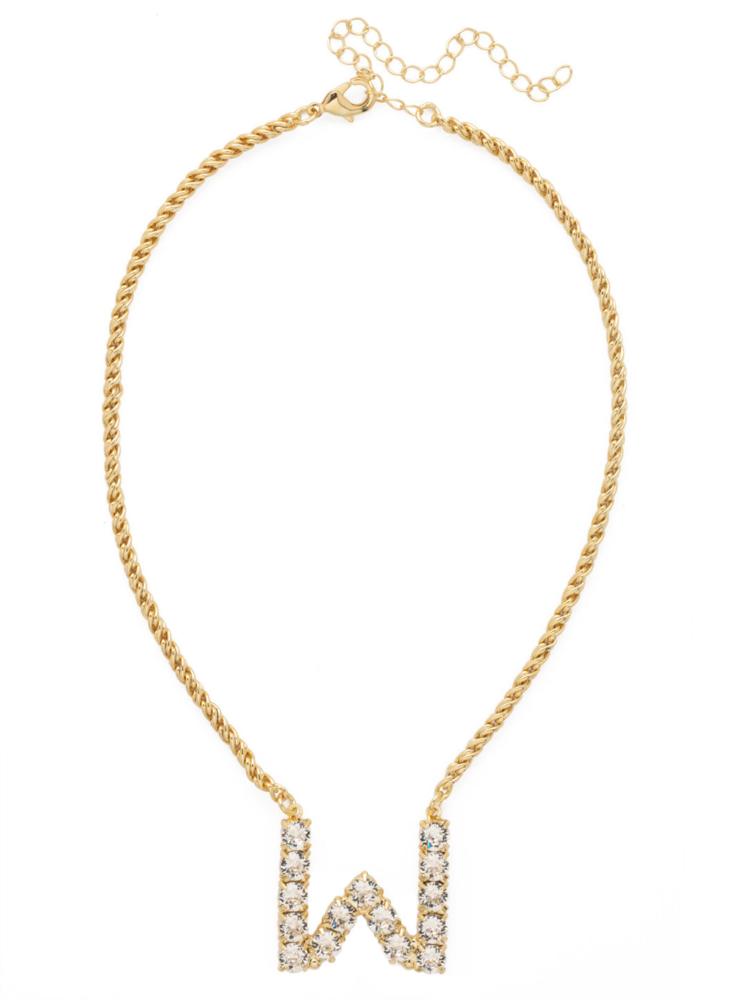 W Initial Rope Pendant Necklace - NFK42BGCRY - <p>The Initial Rope Pendant Necklace features a crystal encrusted metal monogram pendant on an adjustable rope chain, secured with a lobster claw clasp. From Sorrelli's Crystal collection in our Bright Gold-tone finish.</p>