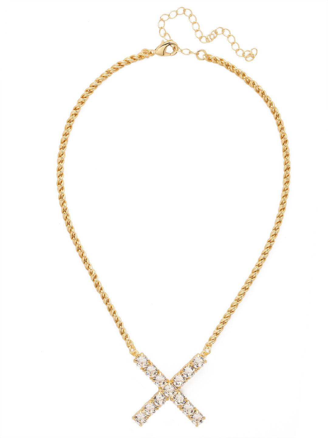 X Initial Rope Pendant Necklace - NFK43BGCRY - <p>The Initial Rope Pendant Necklace features a crystal encrusted metal monogram pendant on an adjustable rope chain, secured with a lobster claw clasp. From Sorrelli's Crystal collection in our Bright Gold-tone finish.</p>