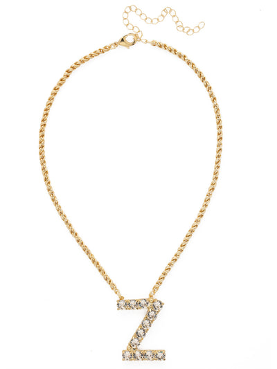 Z Initial Rope Pendant Necklace - NFK45BGCRY - <p>The Initial Rope Pendant Necklace features a crystal encrusted metal monogram pendant on an adjustable rope chain, secured with a lobster claw clasp. From Sorrelli's Crystal collection in our Bright Gold-tone finish.</p>