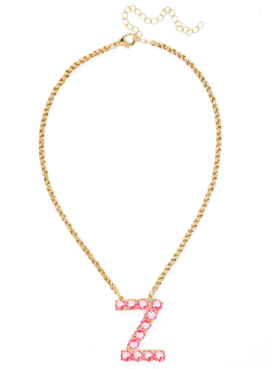 Z Initial Rope Pendant Necklace - NFK45BGETP - <p>The Initial Rope Pendant Necklace features a crystal encrusted metal monogram pendant on an adjustable rope chain, secured with a lobster claw clasp. From Sorrelli's Electric Pink collection in our Bright Gold-tone finish.</p>