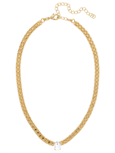 Octavia Tennis Necklace - NFK6BGCRY - <p>The Octavia Tennis Necklace features a single petite emerald cut crystal on an adjustable chain, secured with a lobster claw clasp. From Sorrelli's Crystal collection in our Bright Gold-tone finish.</p>