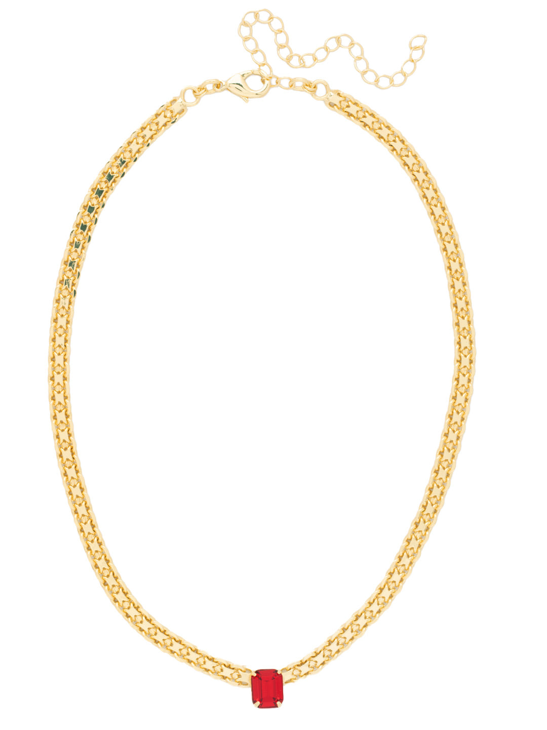 Octavia Tennis Necklace - NFK6BGFIS - <p>The Octavia Tennis Necklace features a single petite emerald cut crystal on an adjustable chain, secured with a lobster claw clasp. From Sorrelli's Fireside collection in our Bright Gold-tone finish.</p>