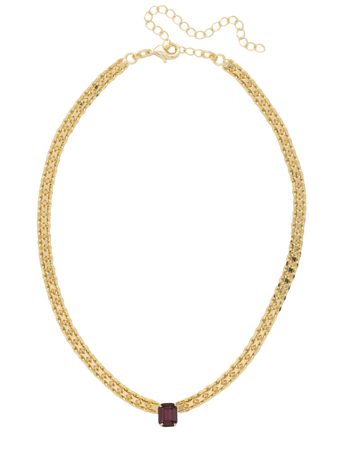Octavia Single Crystal Tennis Necklace - NFK6BGMRL - <p>The Octavia Single Crystal Tennis Necklace features a single petite emerald cut crystal on an adjustable chain, secured with a lobster claw clasp. (16-20 inches) From Sorrelli's Merlot collection in our Bright Gold-tone finish.</p>