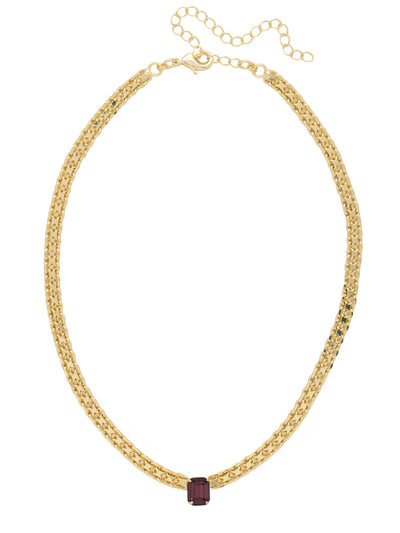 Octavia Tennis Necklace - NFK6BGMRL - <p>The Octavia Tennis Necklace features a single petite emerald cut crystal on an adjustable chain, secured with a lobster claw clasp. From Sorrelli's Merlot collection in our Bright Gold-tone finish.</p>