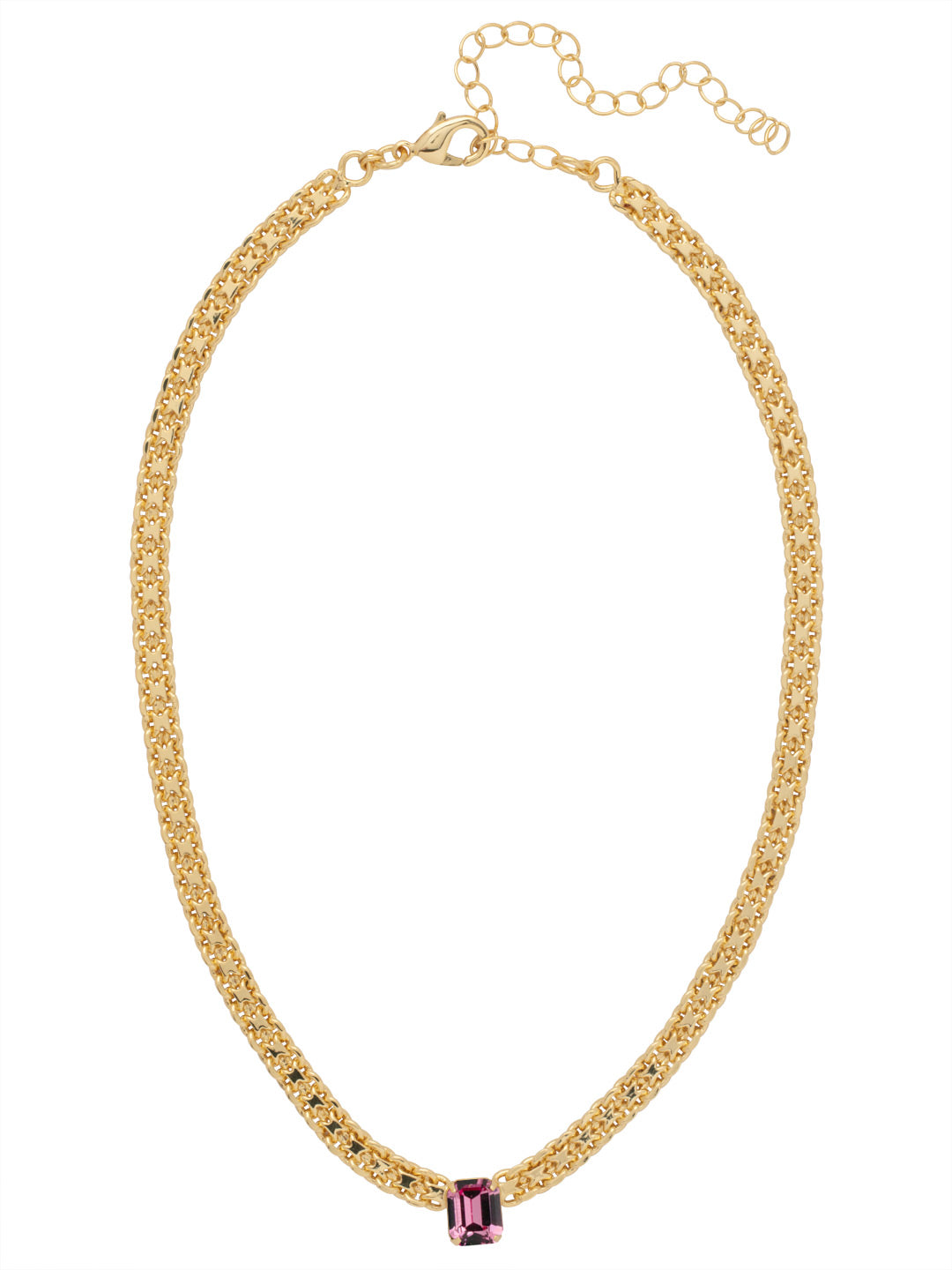 Octavia Tennis Necklace - NFK6BGPPN - <p>The Octavia Tennis Necklace features a single petite emerald cut crystal on an adjustable chain, secured with a lobster claw clasp. From Sorrelli's Pink Pineapple collection in our Bright Gold-tone finish.</p>