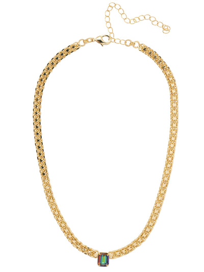 Octavia Tennis Necklace - NFK6BGVO - <p>The Octavia Tennis Necklace features a single petite emerald cut crystal on an adjustable chain, secured with a lobster claw clasp. From Sorrelli's Volcano collection in our Bright Gold-tone finish.</p>