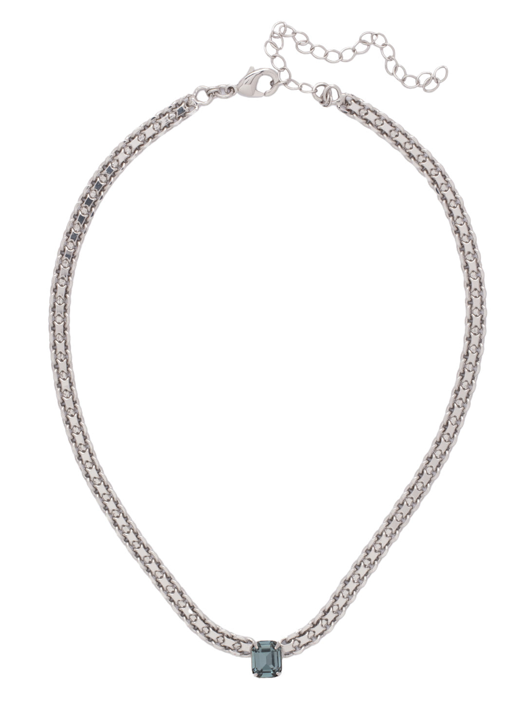 Octavia Tennis Necklace - NFK6PDASP - <p>The Octavia Tennis Necklace features a single petite emerald cut crystal on an adjustable chain, secured with a lobster claw clasp. From Sorrelli's Aspen SKY collection in our Palladium finish.</p>