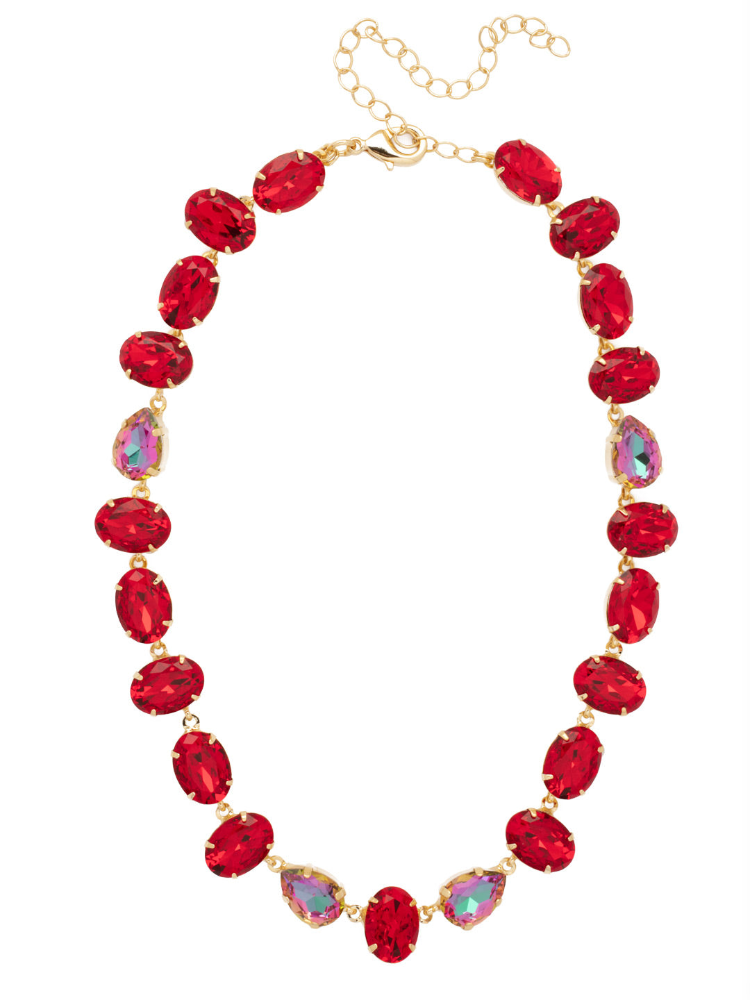 Michelle Statement Necklace - NFL10BGFIS - <p>The Michelle Statement Necklace features alternating pear and oval cut crystals on an adjustable chain, secured with a lobster claw clasp. From Sorrelli's Fireside collection in our Bright Gold-tone finish.</p>