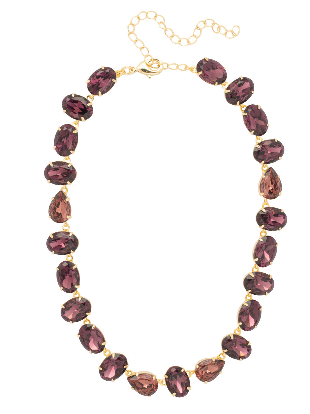 Michelle Statement Necklace - NFL10BGMRL - <p>The Michelle Statement Necklace features alternating pear and oval cut crystals on an adjustable chain, secured with a lobster claw clasp. From Sorrelli's Merlot collection in our Bright Gold-tone finish.</p>