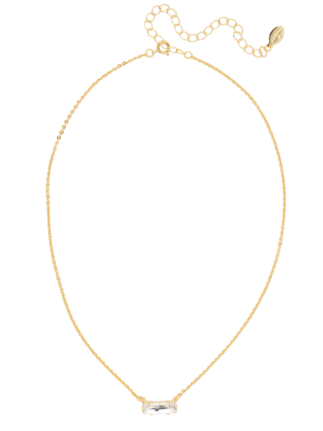 Bindi Pendant Necklace - NFL13BGCRY - <p>The Bindi Pendant Necklace features a single delicate baguette crystal bar on an adjustable chain, secured with a lobster claw clasp. From Sorrelli's Crystal collection in our Bright Gold-tone finish.</p>