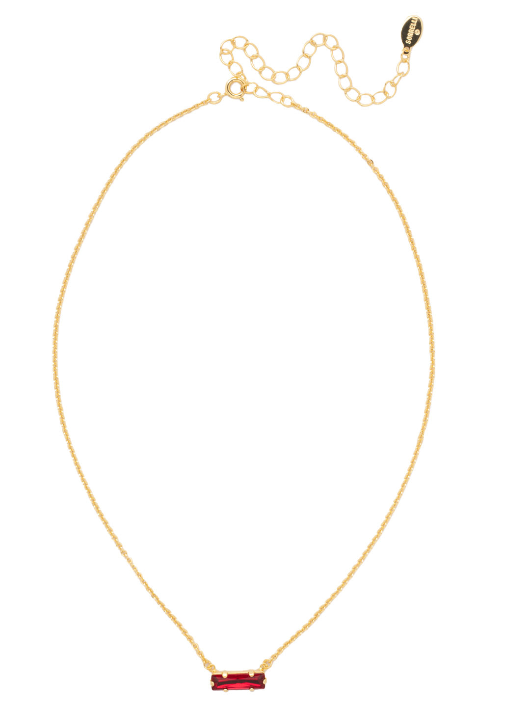Bindi Pendant Necklace - NFL13BGFIS - <p>The Bindi Pendant Necklace features a single delicate baguette crystal bar on an adjustable chain, secured with a lobster claw clasp. From Sorrelli's Fireside collection in our Bright Gold-tone finish.</p>
