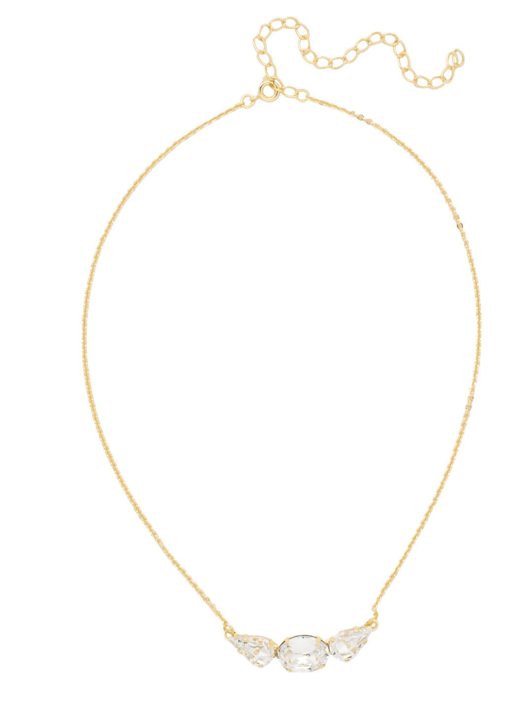 Oval and Pear Tennis Necklace - NFL14BGCRY - <p>The Oval and Pear Tennis Necklace features alternating oval and pear cut crystals on an adjustable chain, secured by a lobster claw clasp. From Sorrelli's Crystal collection in our Bright Gold-tone finish.</p>