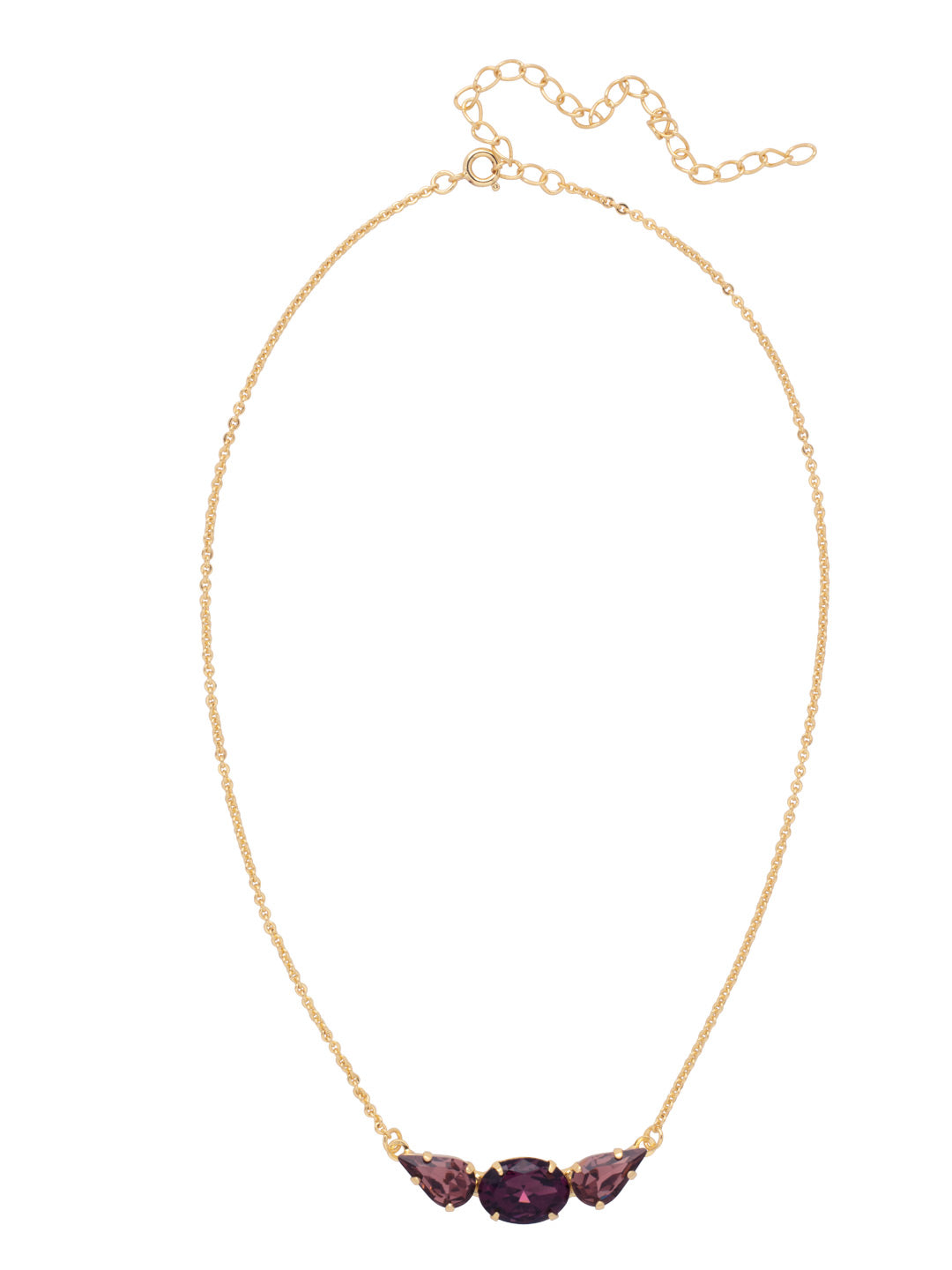 Oval and Pear Tennis Necklace - NFL14BGMRL - <p>The Oval and Pear Tennis Necklace features alternating oval and pear cut crystals on an adjustable chain, secured by a lobster claw clasp. From Sorrelli's Merlot collection in our Bright Gold-tone finish.</p>