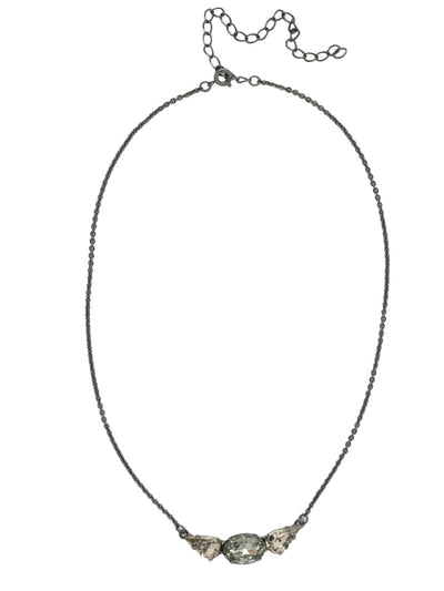 Oval and Pear Tennis Necklace - NFL14GMBD - <p>The Oval and Pear Tennis Necklace features alternating oval and pear cut crystals on an adjustable chain, secured by a lobster claw clasp. From Sorrelli's Black Diamond collection in our Gun Metal finish.</p>