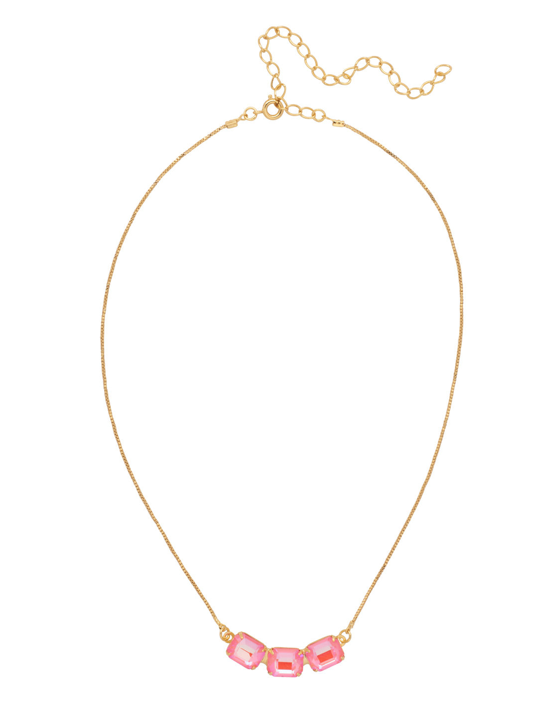 Octavia Triple Tennis Necklace - NFL15BGBFL - <p>The Octavia Triple Tennis Necklace features three emerald cut crystals on a dainty adjustable chain, secured by a spring ring clasp. From Sorrelli's Big Flirt collection in our Bright Gold-tone finish.</p>