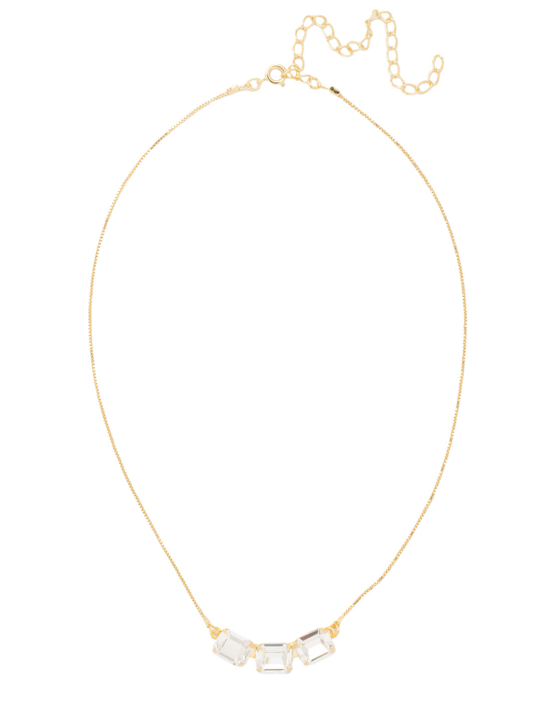 Octavia Triple Tennis Necklace - NFL15BGCRY - <p>The Octavia Triple Tennis Necklace features three emerald cut crystals on a dainty adjustable chain, secured by a spring ring clasp. From Sorrelli's Crystal collection in our Bright Gold-tone finish.</p>