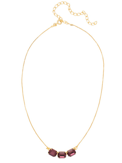 Octavia Triple Tennis Necklace - NFL15BGMRL - <p>The Octavia Triple Tennis Necklace features three emerald cut crystals on a dainty adjustable chain, secured by a spring ring clasp. From Sorrelli's Merlot collection in our Bright Gold-tone finish.</p>