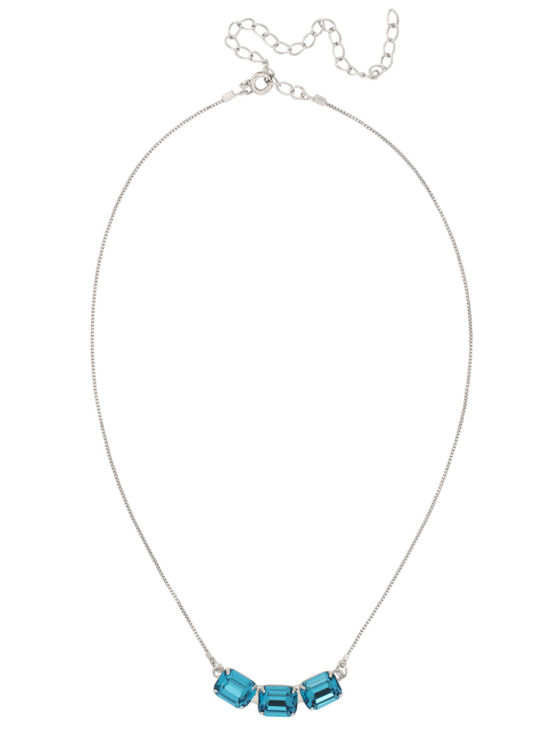 Octavia Triple Tennis Necklace - NFL15PDASP - <p>The Octavia Triple Tennis Necklace features three emerald cut crystals on a dainty adjustable chain, secured by a spring ring clasp. From Sorrelli's Aspen SKY collection in our Palladium finish.</p>