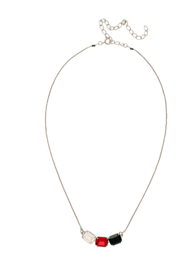 Octavia Triple Tennis Necklace - NFL15PDGDAR - <p>The Octavia Triple Tennis Necklace features three emerald cut crystals on a dainty adjustable chain, secured by a spring ring clasp. From Sorrelli's Game Day Red collection in our Palladium finish.</p>