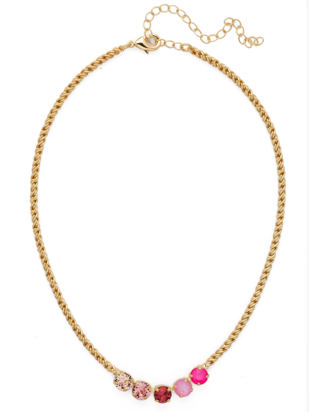 Shannon Tennis Necklace - NFL1BGBFL - <p>The Shannon Tennis Necklace features a line of five round cut crystals on an adjustable rope chain, secured by a lobster claw clasp. From Sorrelli's Big Flirt collection in our Bright Gold-tone finish.</p>