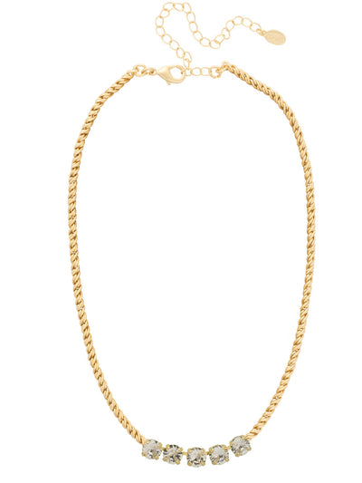 Shannon Tennis Necklace - NFL1BGCRY - <p>The Shannon Tennis Necklace features a line of five round cut crystals on an adjustable rope chain, secured by a lobster claw clasp. From Sorrelli's Crystal collection in our Bright Gold-tone finish.</p>