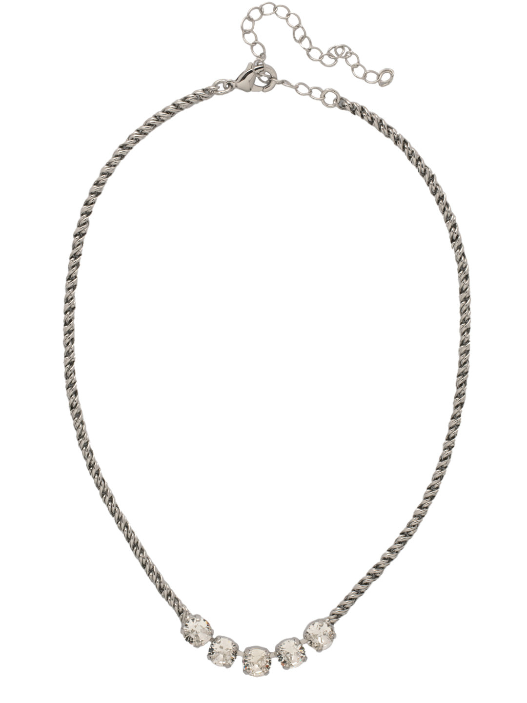 Shannon Tennis Necklace - NFL1PDCRY - <p>The Shannon Tennis Necklace features a line of five round cut crystals on an adjustable rope chain, secured by a lobster claw clasp. (16-20 inches) From Sorrelli's Crystal collection in our Palladium finish.</p>