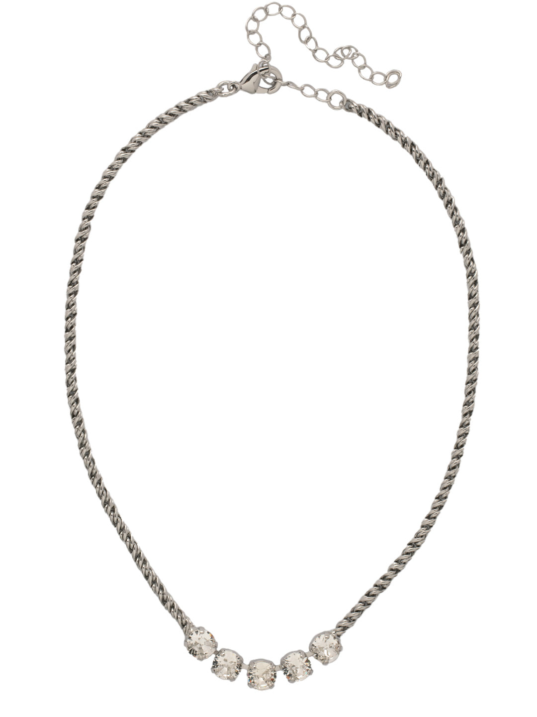 Shannon Tennis Necklace - NFL1PDCRY - <p>The Shannon Tennis Necklace features a line of five round cut crystals on an adjustable rope chain, secured by a lobster claw clasp. From Sorrelli's Crystal collection in our Palladium finish.</p>